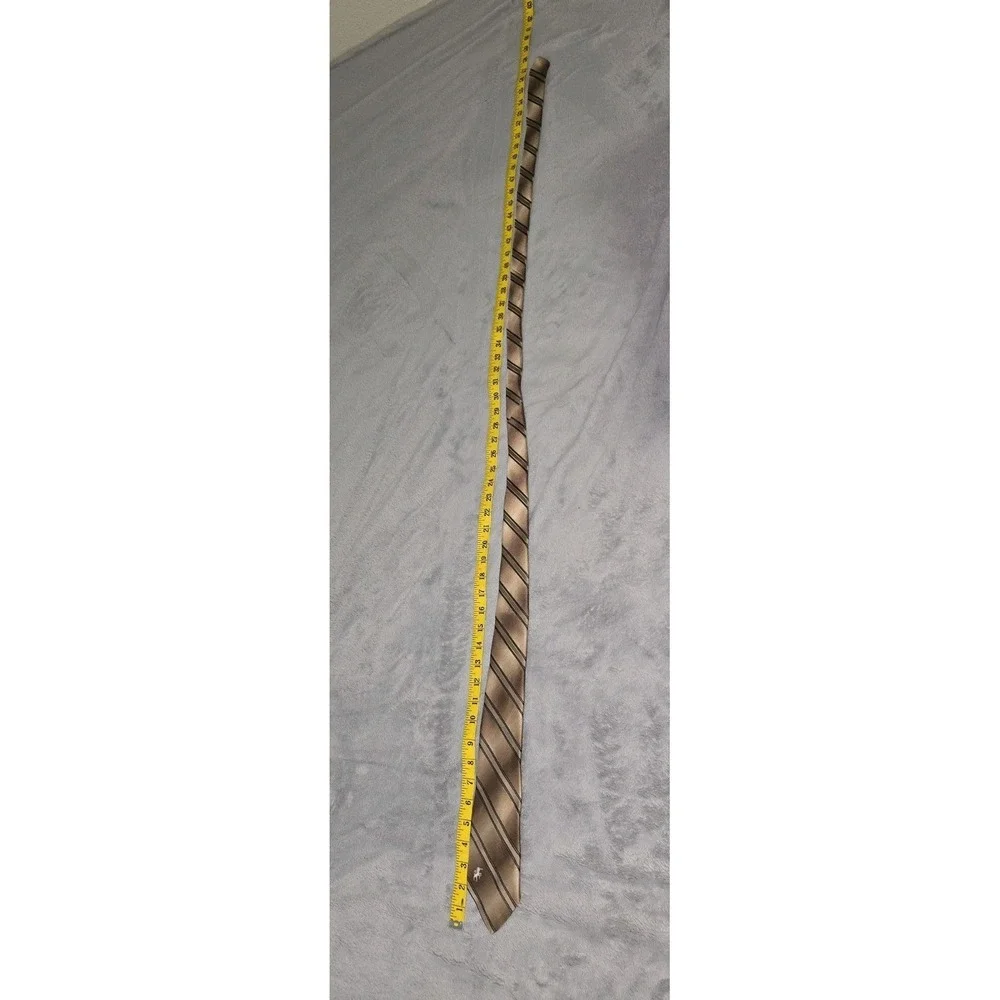 Vintage Bronzini Tie Brown with Diagonal Stripes with‎ Unicorn Emblem 57